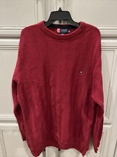 Vintage Chaps Ralph Lauren Men's Sweater Red HandFramed Knit Pullover X-Large
