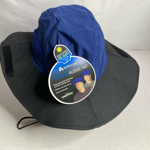 Activcool Cooling Aussie Hat Blue/Black Unisex One Size Sweat Activated UPF 30 - Picture 1 of 7