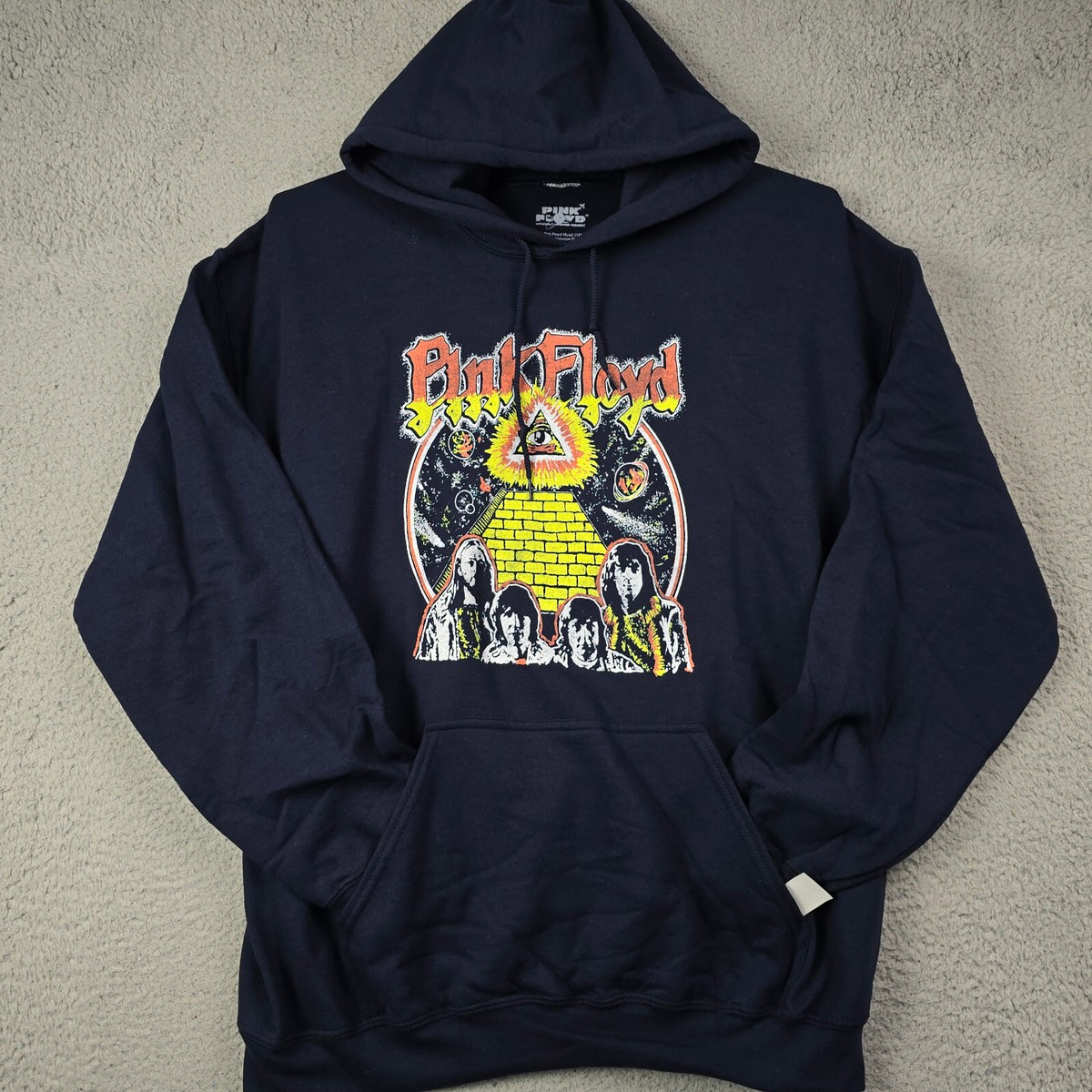 PINK FLOYD Sweater MENS NAVY BLUE Large PYRAMID HOODIE SWEATSHIRT 