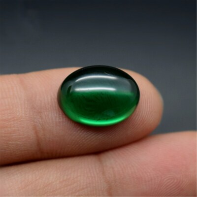 AAA Green Emerald Oval Flat Back Cabochon Synthetic Loose Gemstone Calibrated