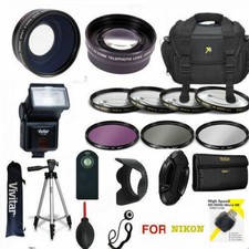 NIKON P900 COMPLETE PRO 67MM HD KIT TRIPOD FLASH ZOOM  WIDE LENS FILTERS REMOTE