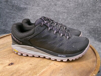 Merrell Antora 2 Trail Running Shoes Womens Black Shark Sneakers Vibram Size 7.5