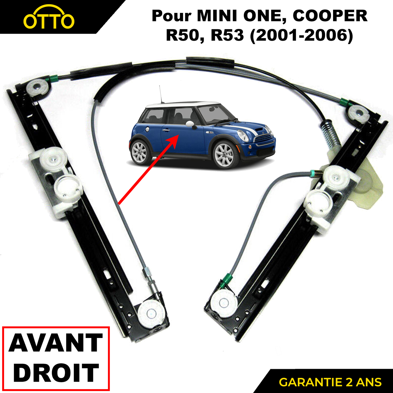 Lève-vitre avant droit fluide et silencieux pour Mini Cooper S 01-07