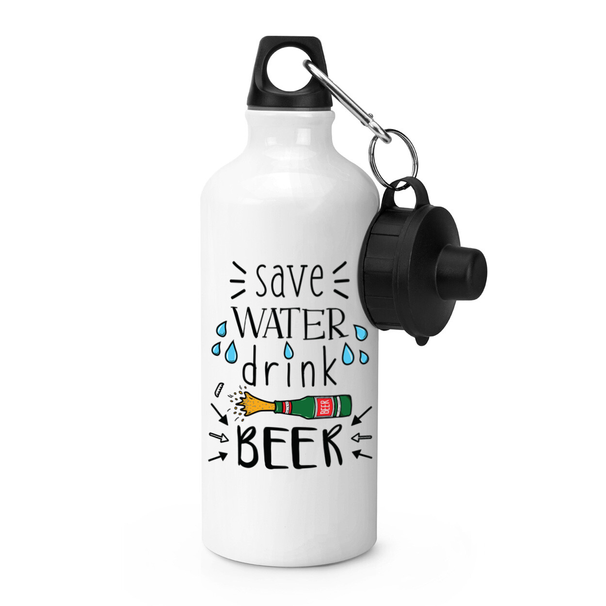 Save Water Drink Beer Sports Water Bottle Joke Funny Dad Fathers Day Camping
