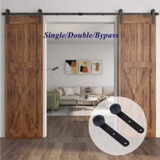 5-15FT Sliding Barn Door Hardware Kit  for Single/Double/Bypass Door Heavy Duty