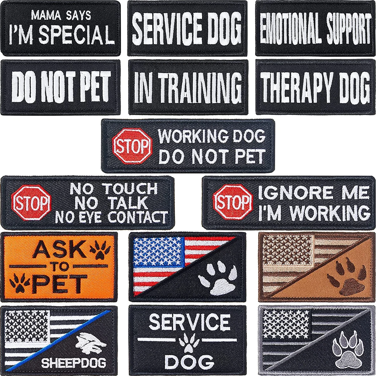 15 Pieces Service Dog Patches Dog Vest Patches Removable Tactical