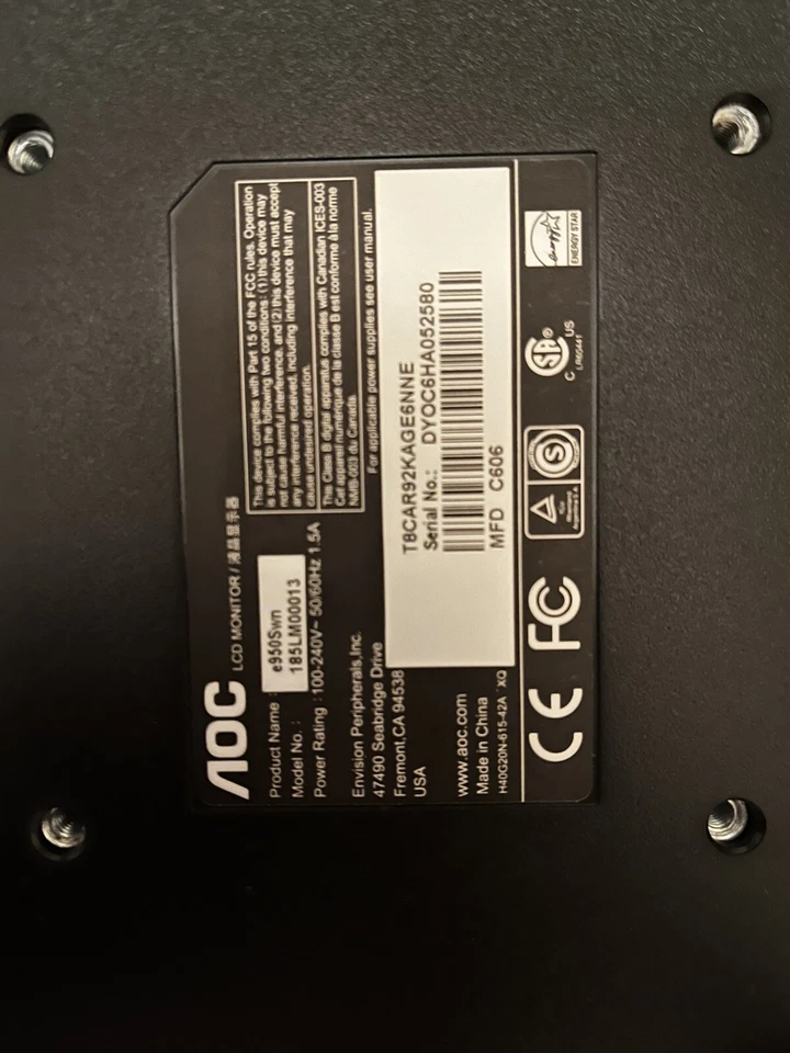 AOC 18.5 In Monitor HD Widescreen with VGA input - Image 4 of 4