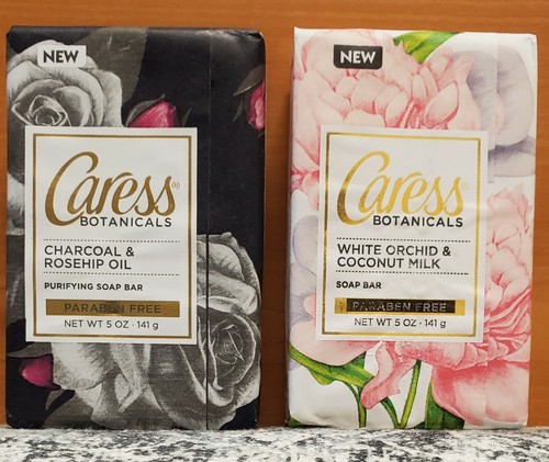 Caress Botanicals White Orchid & Coconut Milk OR Charcoal & Rosehip Oil Bar Soap - Picture 14 of 23