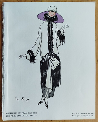 Art Deco Gazette de Bon Ton Pochoir Coats Le Singe by David - 1920