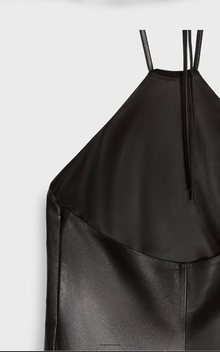 ZARA 100% GENUINE SHEEP LEATHER Halter Dress Steven Meisel, Size XS NWT |  eBay