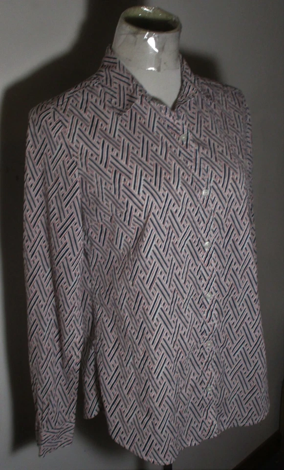 BANANA REPUBLIC Blue Pink Long Sleeve Blouse Size S - Image 3 of 4