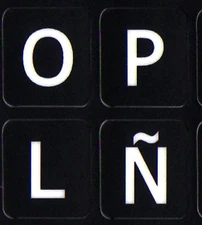SPANISH LATIN AMERICAN LARGE LETTERS KEYBOARD STICKER NON TRANSPARENT BLACK