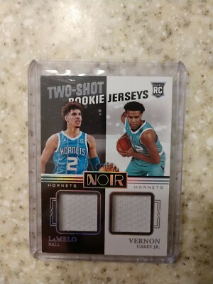 Lamelo Ball /99 Vernon Carey Jr. 2020-21 Noir Two-Shot Rookie Jerseys Hornets RC