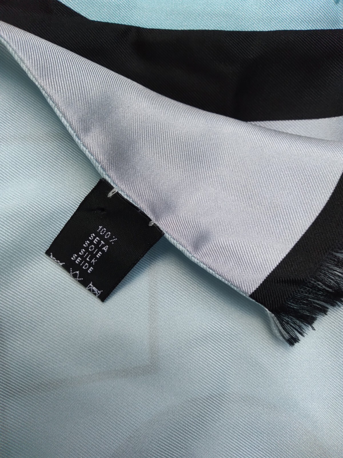 Frey Wille Silk Scarf Hommage To Sophie Taeuber-Arp Abstract Lined Blue Beige image 7
