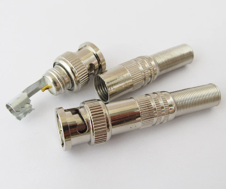 100pcs BNC Male Metal Soldering Plug with Spring Tail for CCTV Video RG59 Cable - Image 4 of 4
