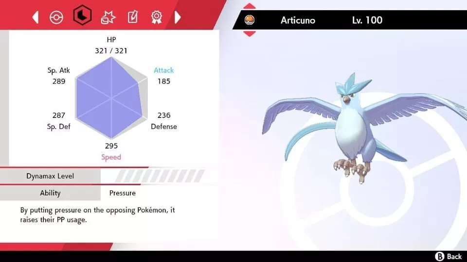 Pokemon Brilliant Diamond and Shining Pearl Articuno 6IV-EV