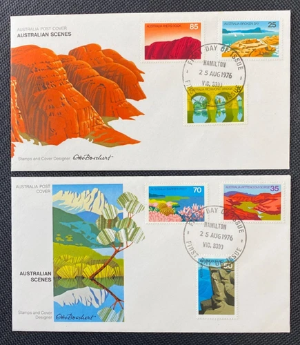 2 x 1976 Australian Scenes Australia Post APO FDC First Day Covers