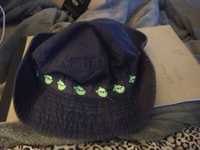 Kids sun hat Navy with chin strap covered in Baby Shark