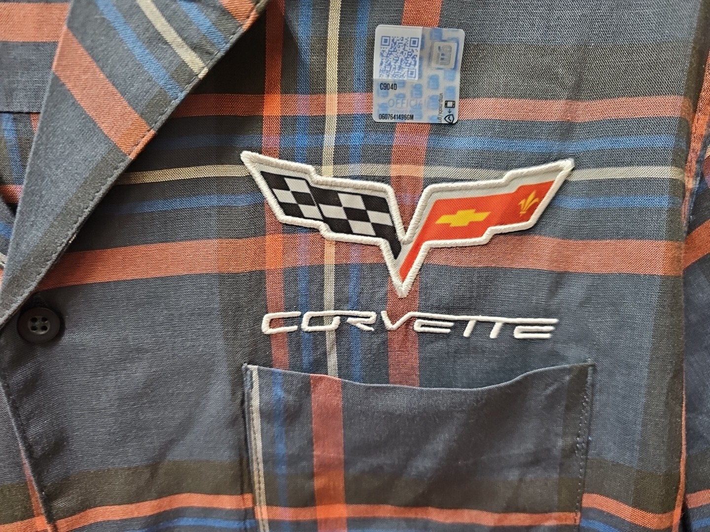 NWT Officially Licensed General Motors Corvette Striped Casual Button Shirt Med
