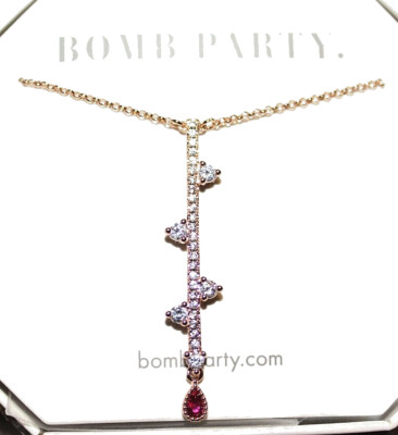 Bomb Party ''CLASSIC SPARKLE'' Lab Cre. Ruby Rose Gold Plated Length 18'' RBP5139