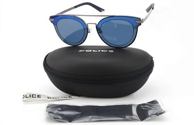 Lunettes de soleil POLICE Halo 2 SPL 349 Lady Double Bridge Blue Sun 47-24 14... - Photo 1/4