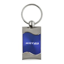 Dodge SRT-8 Keychain Keyring - Blue Wave Spun Brushed Metal Key Chain