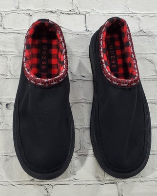 GUESS Walter Buffalo Check Lining Comfy Warm Slippers Black 