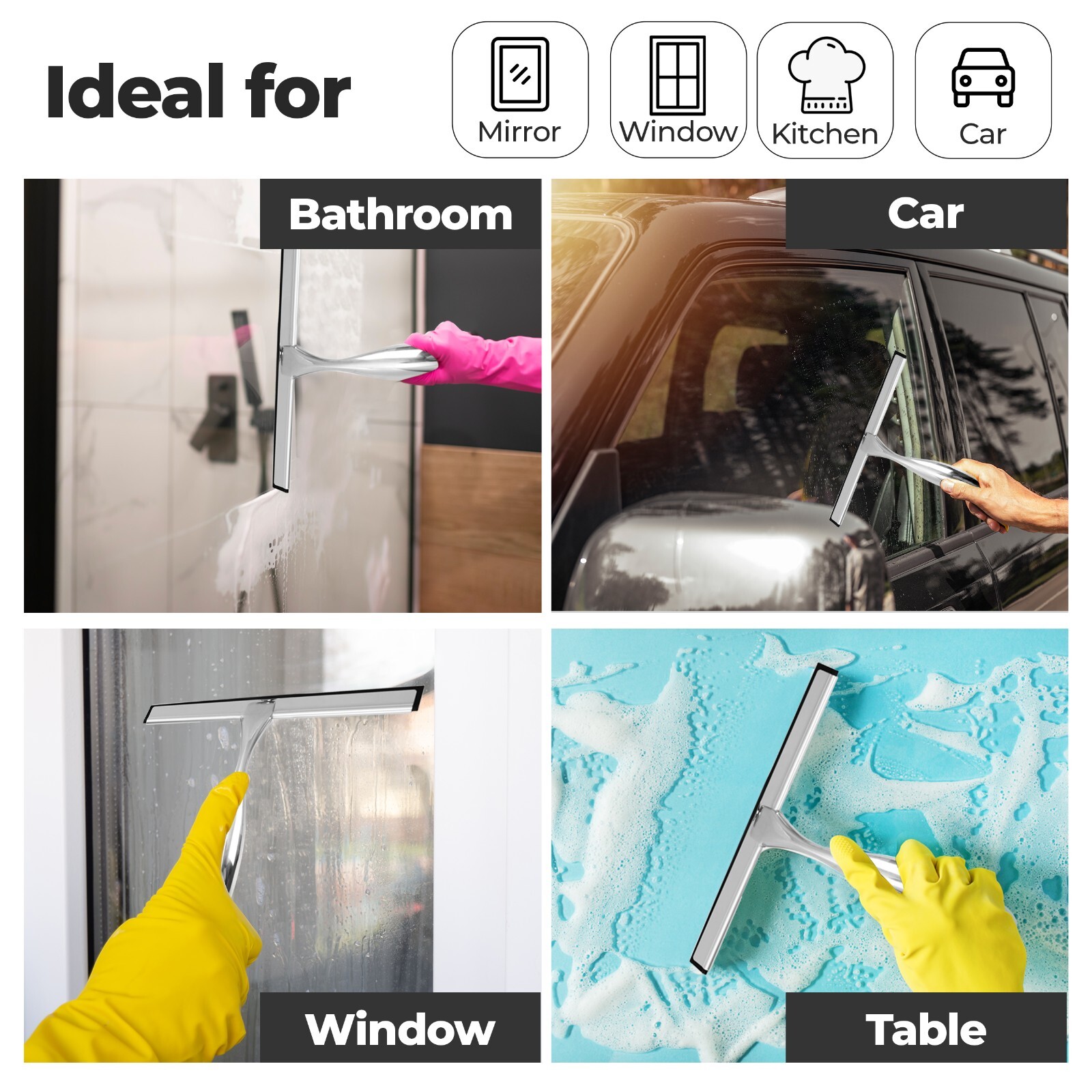 Bathroom Shower Screen Squeegee Bath Glass Cleaning Blade Ergonomic