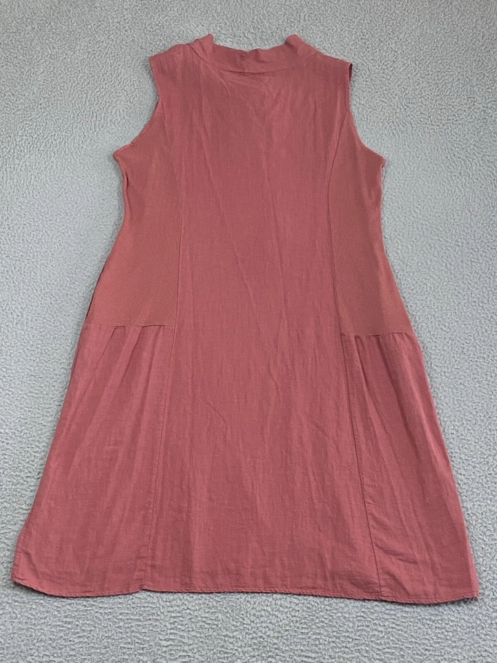 Vestido sin mangas Luca Vanucci para mujer M cuello atado lino italiano blnd costero fluido Foto 3 de 4