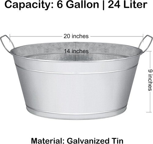 Rust-Resistant 6-Gallon Galvanized Beverage Tub - Ideal for BBQs & Weddings - 第 4/9 張圖片