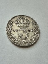 1920 King George V Silver Threepence Three Pence 3d 3p Coin Excellent Example 