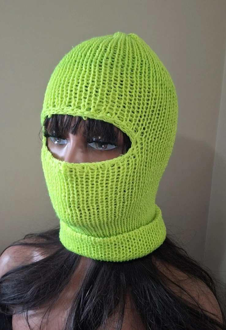 Neon Green Knit Balaclava Hat – Handmade Hood Ski Mask – Unisex Winter Beanie
Opens in a new window