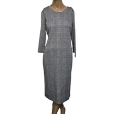 1058 Chic Tahari Classic Black and White Plaid Pencil Dress NWT Sz 8  Corpcore