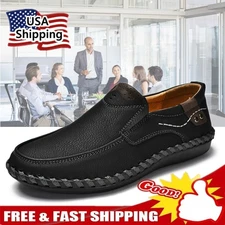 Men's Casual Driving Shoes  Slip-On Bean Shoes Comfortable Soft Leather Sneakers