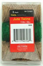 3-Rolls Jute Twine Natural Green Colored 39ft Rolls