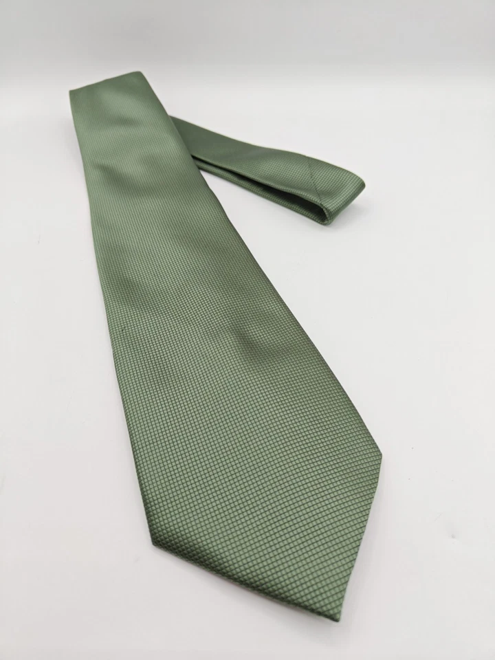 🇮🇹 Firenze мужской 59 x 3 7/8 зеленый шелковый галстук сделано в Италии - Изображение 3 из 4