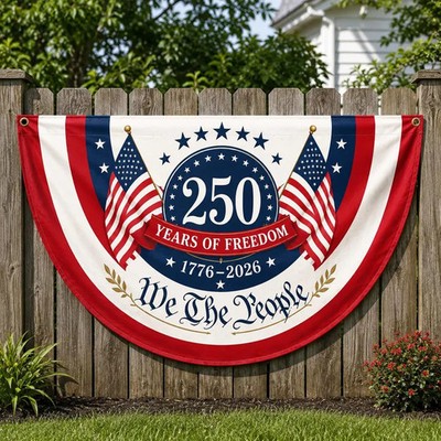 We The People 250 Patriotic Semicircle Fence Flag USA 1776-2026 Decor