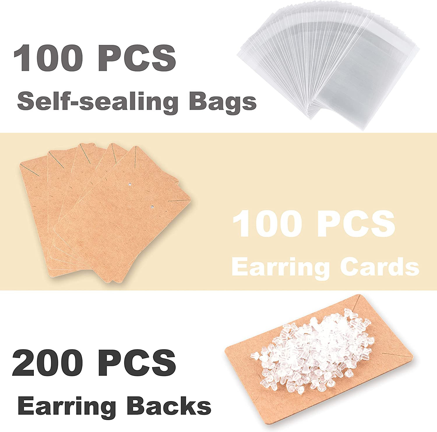 Earring Display Cards with 100 Pcs Earring Holder Cards 200 Pcs Earring Backs an