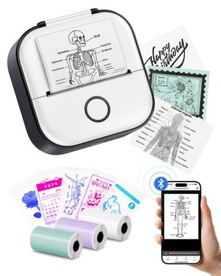 Minidrucker für Smartphone - Drucker Handy T02 Tragbarer Mini Drucker
