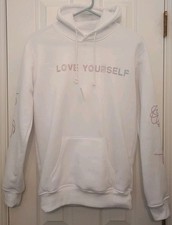 BTS Band Love Yourself White Long Sleeve Hoodie Sweatshirt Adult Size Small NWT