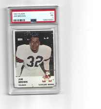1961 FLEER #11- JIM BROWN - PSA 1- CLEVELAND BROWNS- small tear on right side