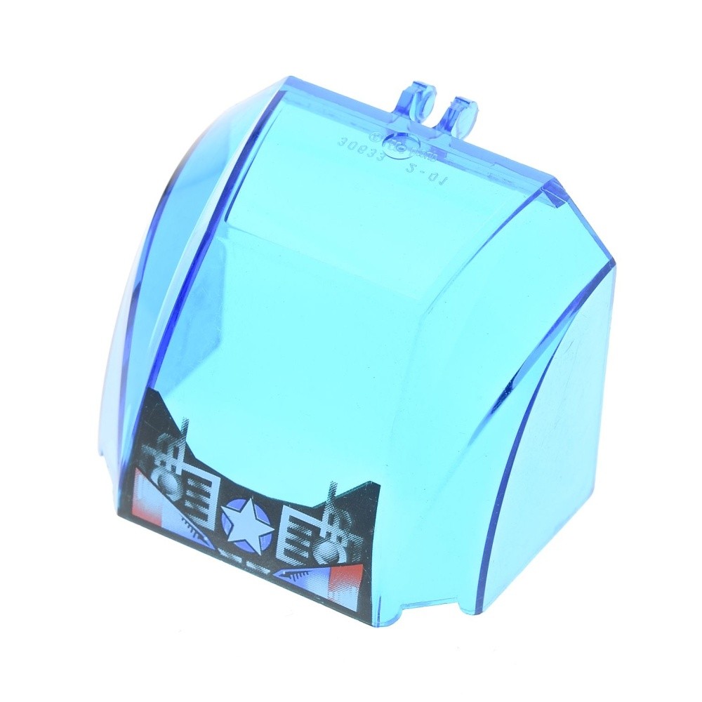 1x Lego Windshield 4x6x4 Transparent Blue Window Printed Star 30633px2