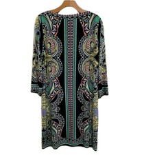 ECI Women's Medium Paisley Print Shift Dress Flare Sleeve Boho Knee Length Retro