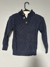 Cat  Jack Boys Dark Blue Sweater Fleece Lined Collar Size 6/7