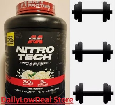 Muscletech Nitro-Tech Whey Protein Vanilla Cream 4 Lbs EXP: 07/2028
