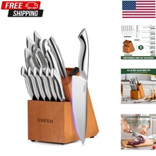 14-Piece Stainless Steel Knife Set with Wooden Block Kitchen Knife Sets