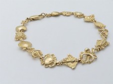 14k Gold Bracelet Coastal Charm Sea Creature Beach Jewelry Lobster Size 7.5 B181