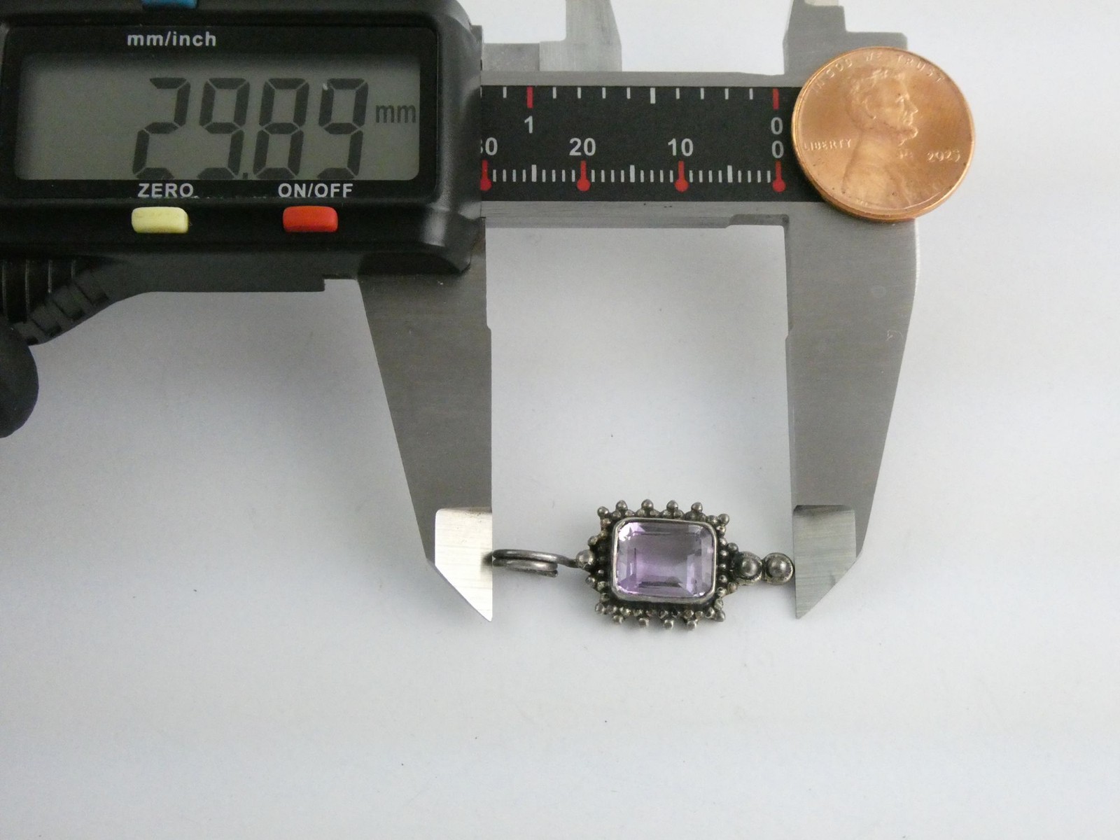 Sterling Silver Rectangular Cut Amethyst Charm Pe… - image 7