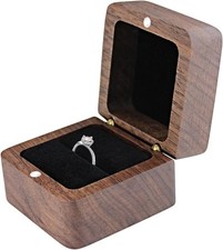 FuninCrea Personalized Wooden Ring Box, Small Engagement Ring Holder Box for Ri