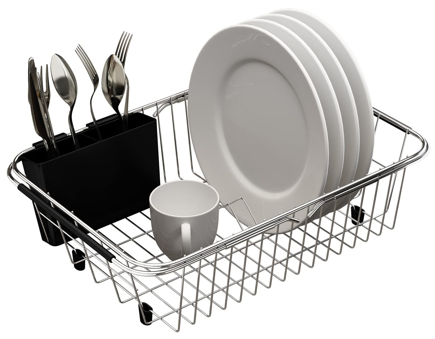 TESOT Adjustable Over Sink Dish Rack Stainless Steel Dish Drying Rack On Coun...